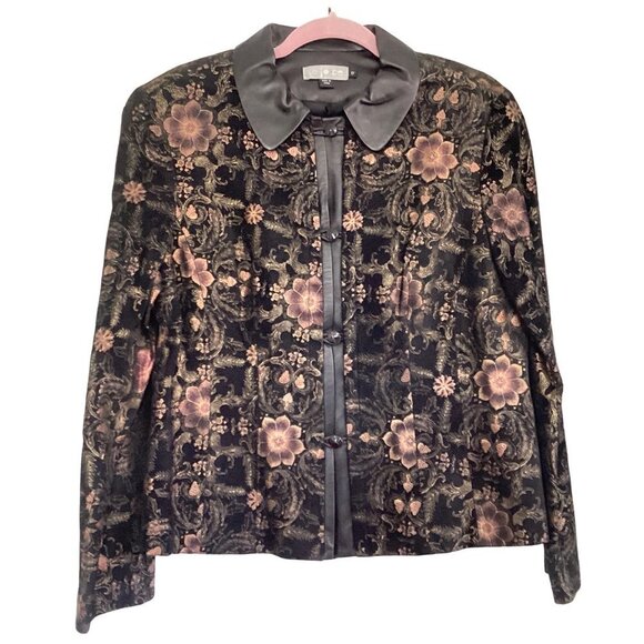 New Rare Vintage Le Jo Ce Printed Suede & Leather Jacket women size 12